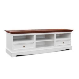 TV-Kommode 167 cm Kiefer massiv weiß-nussbaum Belluno