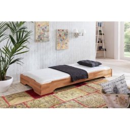 Stapelbett mit Matratze 90x200 Kernbuche massiv Juist