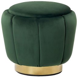 Pouf Dunkelgrün/Gold Samtstoff/Metall Wohnzimmer Retro Glamour