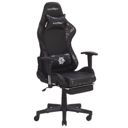 Bürostuhl Schwarz mit Militär-Muster Kunstleder höhenverstellbar mit Fußstützen Gaming Stuhl drehbar Modernes innovatives Design