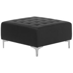 Ottomane Schwarz aus Kunstleder 80 x 80 cm Robustes Gestell Modernes Design