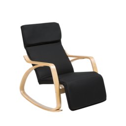Schaukelstuhl Schwarz Polsterbezug Abgesenkte Armlehnen Wohnzimmer/Schlafzimmer Modernes Design