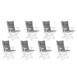 Auflage für Gartenstuhl Grau Polsterbezug 8er Set Gartenmöbel