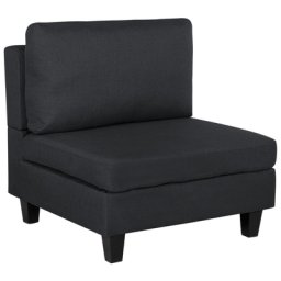 Sitzelement Dunkelgrau Stoff Holzbeine Sesselmodul für Wohnzimmer Minimalistisch Elegant