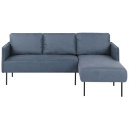 Ecksofa Blau Polsterbezug mit Chaiselongue linksseitig 3-Sitzer Sofa Wohnzimmer Schlafzimmer Esszimmer Flur