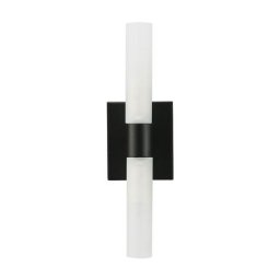 Wandlampe AVELLO - Wandlampe, weißes Glas & schwarzes Metall, H35