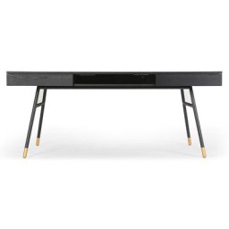 Schreibtisch SOLOMON - Schreibtisch, schwarzes Holz & Messing, B180