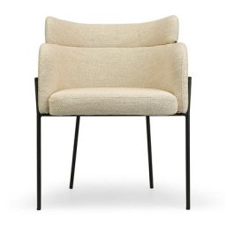 Design Stuhl - Sable Beige & Schwarzer Edelstahl - NV GALLERY - BARON - Polsterstuhl, Sandbeige & schwarzes Metall