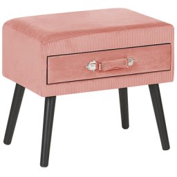 Nachttisch Rosa Cord Kiefernholz 46 x 50 x 35 cm Modern Lustig Koffer Optik Schlafzimmer