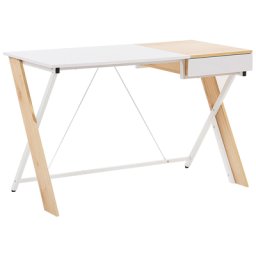 Schreibtisch heller Holzfarbton/weiß 120 x 60 cm 1 Schublade Büro Kinderzimmer Schule Skandinavischer Stil