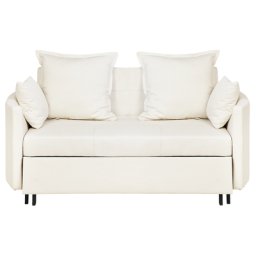 2-Sitzer Sofa Beige mit Schlaffunktion Abgerundete Armlehnen Wohnzimmer Schlafzimmer Modernes Design