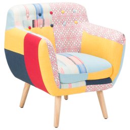 Sessel Bunt Patchwork Polsterbezug Gummibaumholz Retro-Stil Wohnzimmer