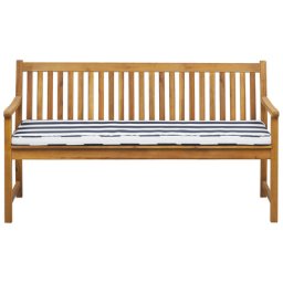 Gartenbank mit Auflage Marineblau Akazienholz 160 cm Landhaus Stil Gartenausstattung Balkon Terrasse Garten