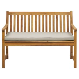 Gartenbank mit Auflage Taupe Akazienholz 120 cm Landhausstil Gartenausstattung Balkon Terrasse Garten