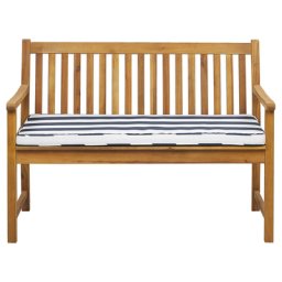 Gartenbank mit Auflage Marineblau Akazienholz 120 cm Landhaus Stil Gartenausstattung Balkon Terrasse Garten