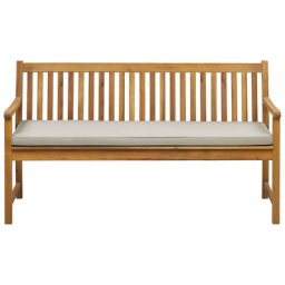 Gartenbank mit Auflage Taupe Akazienholz 160 cm Landhausstil Gartenausstattung Balkon Terrasse Garten