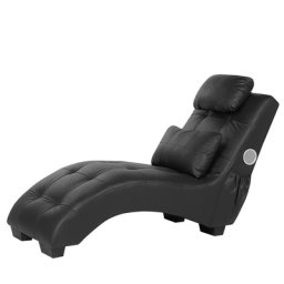 Chaiselongue Schwarz Kunstleder Bluetooth Lautsprecher Modernes Design Glamouröser Stil Wohnzimmer Salon