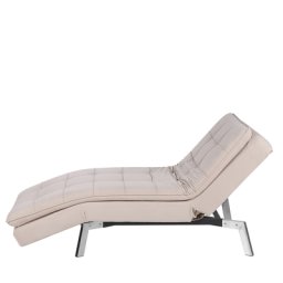 Chaiselongue Beige Samtstoff Verstellbarer Kopfteil Schlaffunktion Retro Design Glamouröser Stil