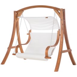 Hollywoodschaukel beige Lärchenholz Sonnendach Outdoor Terrasse