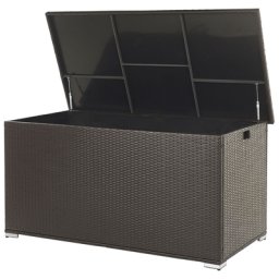 Auflagenbox Braun Rattan 155 x 75 cm 770 L mit Deckel für Garten für Terrasse Aufbewahrung Kissenbox