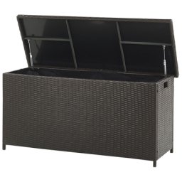 Auflagenbox Braun Rattan 126 x 46 cm 290 L mit Deckel für Garten für Terrasse Aufbewahrung Kissenbox