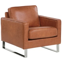 Sessel Goldbraun Polsterbezug Lederoptik Edelstahl Dicke Sitzfläche Retro-Stil Wohnzimmer