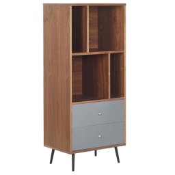 Regal Dunkelbraun/Grau MDF-Platte Holzoptik mit 2 Schubladen und 4 Fächern Wohnzimmer Schlafzimmer Flur Salon Möbel