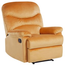 Sessel Gelb Samtstoff manuell verstellbar Wohnzimmer Arbeitszimmer Retro Stil