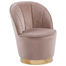 Sessel Beige Samtstoff Metall Runder Form Clubsessel Moderner-Look Wohnzimmer Salon