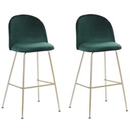 Trendy Barstuhl Grün Gold Samtstoff Metall Glamour Look Modern Esszimer Wohnzimmer