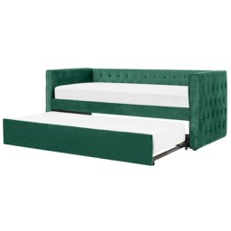 Tagesbett Grün Samtstoff 90x200 cm mit Lattenrost Nieten Modern Glamour