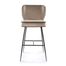 Barhocker WAYNE - Barhocker, Samt in Taupe & schwarzes Metall