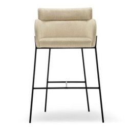 Barhocker BARON - Barhocker, Sandbeige & schwarzes Metall, H80