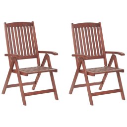 Gartenstuhl 2er Set Dunkelbraun Akazienholz verstellbar klappbar Rutikal Landhaus Stil Outdoor Balkon Terrasse Möbel