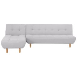 Ecksofa Hellgrau Polsterbezug L-Förmig Rechtsseitig Modern Wohnzimmer