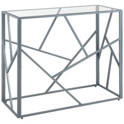 Konsolentisch Silber Grau 40 x 100 cm Glas Metallgestell Moder Industriell