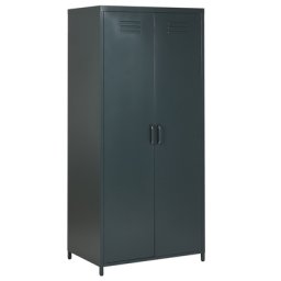 Kleiderschrank Dunkelgrau Metall 76 x 50 x 171 cm mit 2 Türen 3 herausnehmbaren Fächern und Kleiderstange Wohnzimmer Schlafzimmer Flur Büro