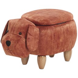 Hocker für Kinder Holz Samtstoff Goldbraun Hund-Form mit Stauraum Kinderzimmer