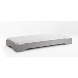 Stapelbett mit Matratze 90x200 cm Kiefer massiv grau Sylt