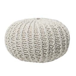 Pouf Beige 100% Baumwolle Rund ⌀ 50 cm Elegant Modern