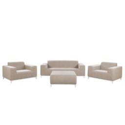 Lounge 5er Set Beige / Weißes Gestell Polsterbezug Dekorativ Praktisch Klassisch Traditionelles Design