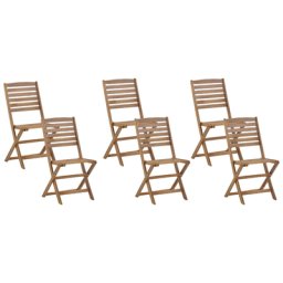 Gartenstuhl 6er Set Braun Akazienholz Klappbar Geölt Geschliffen Rustikal Klassisch Praktisch Zeitlos Platzsparend