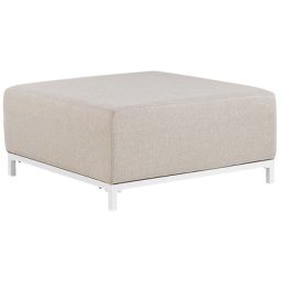Ottomane Beige / weißes Gestell Polsterbezug quadratisch Indoor & Outdoor Wohnzimmer Salon Balkon Terrasse