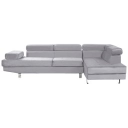 Ecksofa Grau Samtstoff L-Förmig Linksseitig Traditionell Modern Wohnzimmer