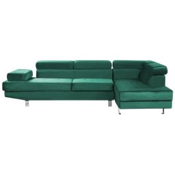 Ecksofa Grün Samtstoff L-Förmig Linksseitig Traditionell Modern Wohnzimmer