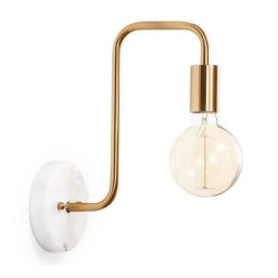 Wandleuchte FLAMINGO - Wandleuchte, weiße Marmoroptik & Messing, H30