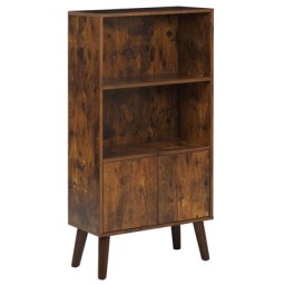 Regal Dunkler Holzfarbton 2 Fächer aus Spanplatte/Gummibaumholz 120x60x30 cm Viel Stauraum Wohnzimmer Industrieller Stil Modernes Design
