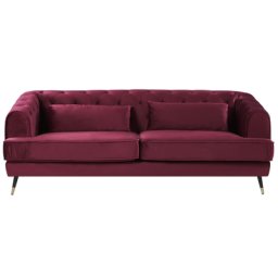 Sofa Burgunderrot Samt 195 x 70 cm Chesterfield Form mit abziehbaren Kissenbezügen Retro Modern Glamourös