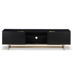 Sideboard - Holz und Messing - Schwarz - NV GALLERY - STARK - Sideboard, schwarzes Holz & Messing, B180