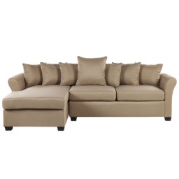 Ecksofa Beige Polyester L-Förmig Rechtsseitig Kissen Inklusive Minimalistisch Modern Wohnzimmer